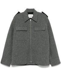 Jil Sander - Jassen ,Grijs ,Flanellen Overhemd - Lyst