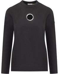 Moncler - T-Shirt Met Ronde Hals En Ringdetail - Lyst