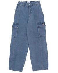 Obey - Jeans ,Blauw ,Denim Cargo Denim Jeans Stonewash - Lyst