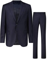 Caruso - Kostuums ,Blauw ,Wol Wollen Pak Norma - Lyst