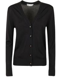 Tory Burch - Schwarzer wollseiden-cardigan mit kontrast-piping - Lyst