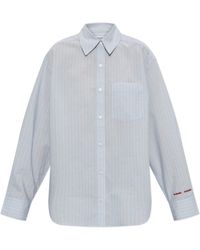 Samsøe & Samsøe - Overhemden ,Blauw ,Katoen Salova Pocket Shirt - Lyst