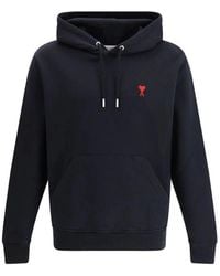 Ami Paris - Kapuzenpullover Mit Logo Aus Baumwolle Und Kängurutasche - Lyst
