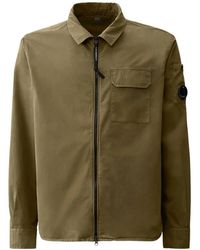 C.P. Company - Camicia regular fit in cotone kaki - Lyst