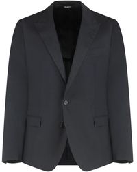 Dolce & Gabbana - Jassen ,Zwart ,Katoen Katoenen Jas Met Revers Kraag - Lyst