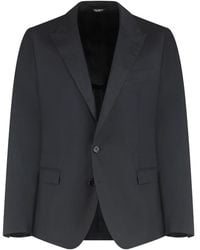 Dolce & Gabbana - Jassen ,Zwart ,Katoen Katoenen Jas Met Revers Kraag - Lyst