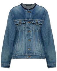 Balenciaga - Jassen ,Blauw ,Denim Denim Jas Met Rauwe Rand - Lyst
