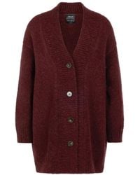 Marc Cain - Truien & Vesten ,Paars ,Wol Lange Gebreide Jas - Lyst