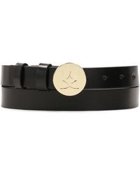 Kazar - Accessoires ,Zwart ,Zwarte Leren Riem Met Ronde Gesp - Lyst