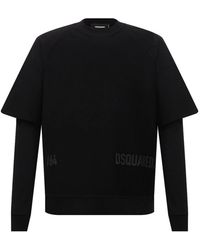 DSquared² - Tops ,Zwart ,Katoen Cool Fit Double Layer Logo Sweatshirt - Lyst