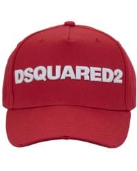 DSquared² - Accessoires ,Rood ,Katoen Contrast Logo Baseballpet - Lyst