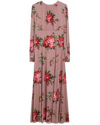 Dolce & Gabbana - Dolce&Gabbana Crãªpe Dress With Bouquet Print By Dolce & Gabbana - Lyst