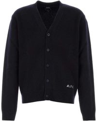 A.P.C. - Truien & Vesten ,Blauw ,Wol Kevin Cardigan - Lyst