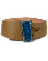 Alberta Ferretti - Leren Riem Met Decoratieve Gesp - Lyst
