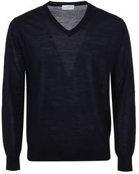 Ballantyne - Truien & Vesten ,Blauw V Neck Pullover Sweater - Lyst