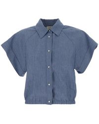 Jacob Cohen - Overhemden ,Blauw ,Linnen Camicia Maniche Corte Raglan - Lyst