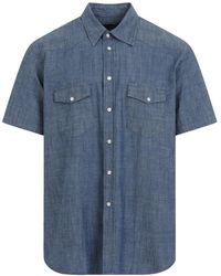 Universal Works - Camicia blu western in cotone indaco - Lyst