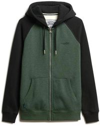 Superdry - Baseball Essential Zip Hoodie Groen Zwart Mannen - Lyst