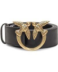Pinko - Accessoires ,Zwart ,Leer Love Birds Hoge Leren Riem 4Cm - Lyst