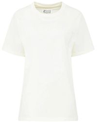 Maison Margiela - T-shirt in cotone con stampa logo avorio bianco - Lyst