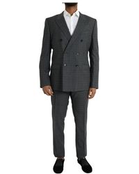 Dolce & Gabbana - Grauer karo wollanzug 2-teilig - Lyst