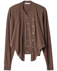 Lemaire - Truien & Vesten ,Bruin ,Wol Trompe-L'Œil Vest - Lyst