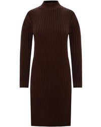 KENZO Band Collar Wool Dress - Bruin