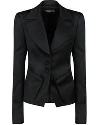 Tom Ford - Jassen ,Zwart ,Wol Zwarte Wollen Tailored Blazer - Lyst