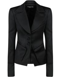 Tom Ford - Jassen ,Zwart ,Wol Zwarte Wollen Tailored Blazer - Lyst