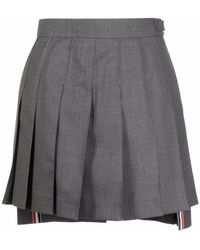 Thom Browne - Geplooide Rok Met Hoge Taille En Langere Achterzoom - Lyst