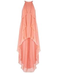 BCBGMAXAZRIA Kelsia Cascade Ruffle Halter Dress - Oranje