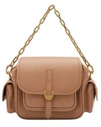 Coccinelle - Braune Lederhandtasche Mit Kettenriemen - Lyst