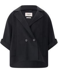 Max Mara - Jassen ,Zwart ,Wol Kort Dubbelknoops Jas - Lyst