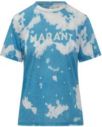 Isabel Marant - Tops ,Blauw ,Linnen Zewel T-Shirt - Lyst