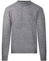 Altea - Truien & Vesten ,Grijs ,Wol Merino Ronde Hals Trui - Lyst
