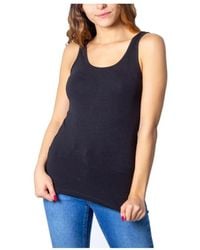 ONLY - Tops ,Zwart ,Katoen Scoop Neck Mouwloze Tank Top - Lyst