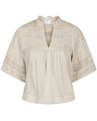 Neo Noir - Elegante Voile Bluse Mit Spitzen-Details - Lyst