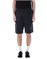 Moncler - Schwarze bermuda shorts mit elastischem bund - Lyst