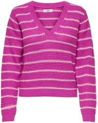 Jacqueline De Yong - Ellen Neck Stripe Sweater - Lyst