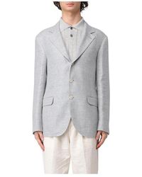 Brunello Cucinelli - Klassischer Leinenblazer Elegant Grau - Lyst