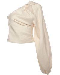 Self-Portrait - Draped Sleeve Top - Lyst