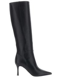 Pollini - Schoenen ,Zwart ,Leer Hoge Laarzen Met Een Elegant Design - Lyst