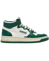 Autry - Vintage-inspirierte grüne Ledersneaker - Lyst