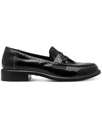 Tamaris - Zwarte Platte Loafers Met Studs - Lyst