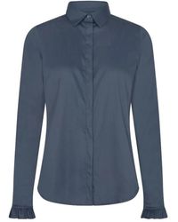 Mos Mosh - Overhemden ,Blauw ,Katoen Blouse Met Volantmouwen - Lyst