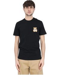 Moschino - T-shirt e polo nere con logo orsetto - Lyst