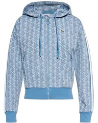 Lacoste - Hoodies & Sweatvesten ,Blauw ,Katoen Monogram Hoodie - Lyst