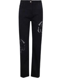 Blugirl Blumarine - Schwarze blumen bestickte straight leg jeans - Lyst