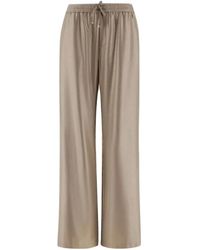 Herno - Broeken ,Polyester Metallic Flanellen Broek Met Elastische Taille - Lyst
