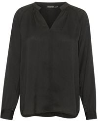 Soaked In Luxury - Schwarze Bluse Mit Langen Ärmeln Und V-Ausschnitt - Lyst